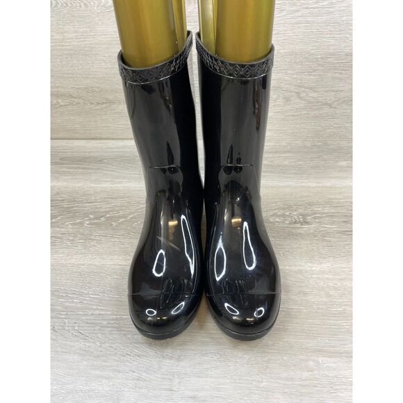 UGG Sienna Women's Boot Rain Waterproof Pull-On Round Toe Patent Rubber 8 Black - Picture 2 of 12